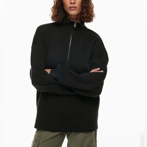 Aritzia Wilfred Free Waffle Knit Quarter Zip Pullover Small Oversize Slouchy Fit
